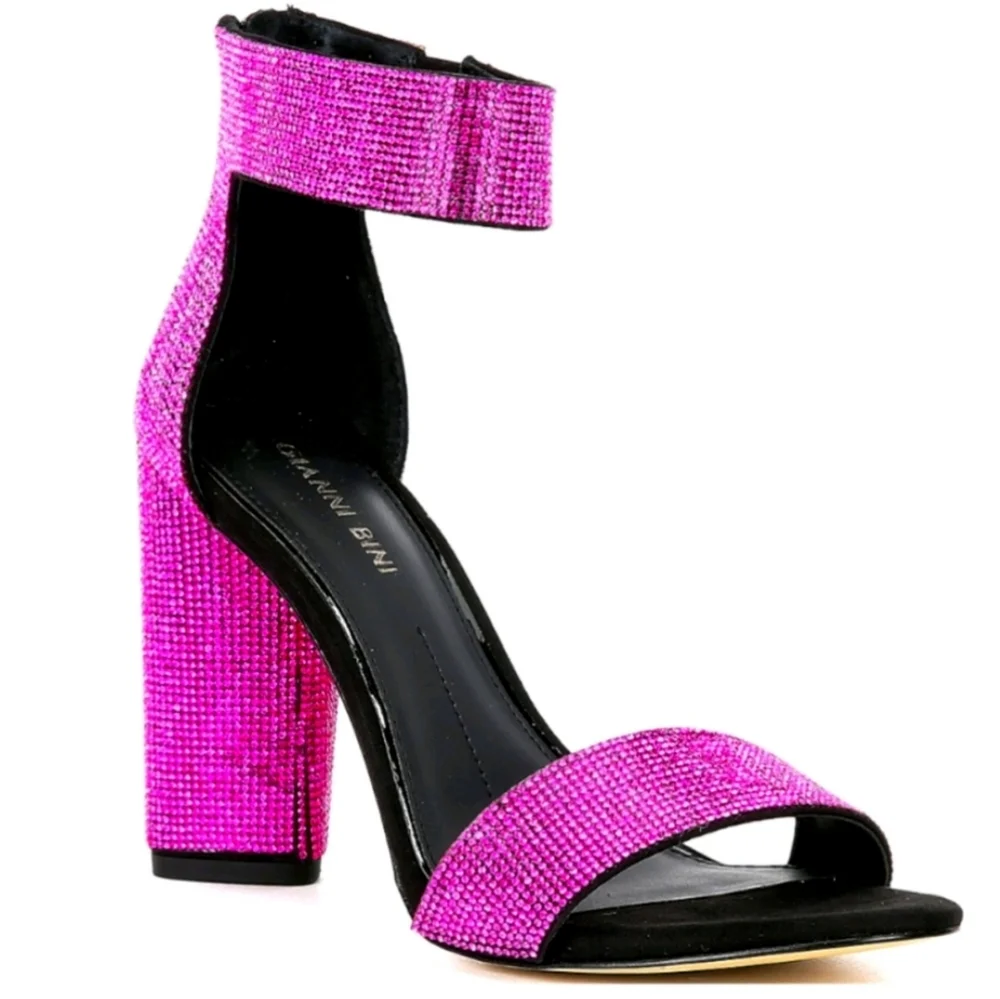 Gianni Bini | Hot Pink Dazzling Sparkly ๐ 4 Inch Block Heels - Size: 9 - Picture 1 of 11